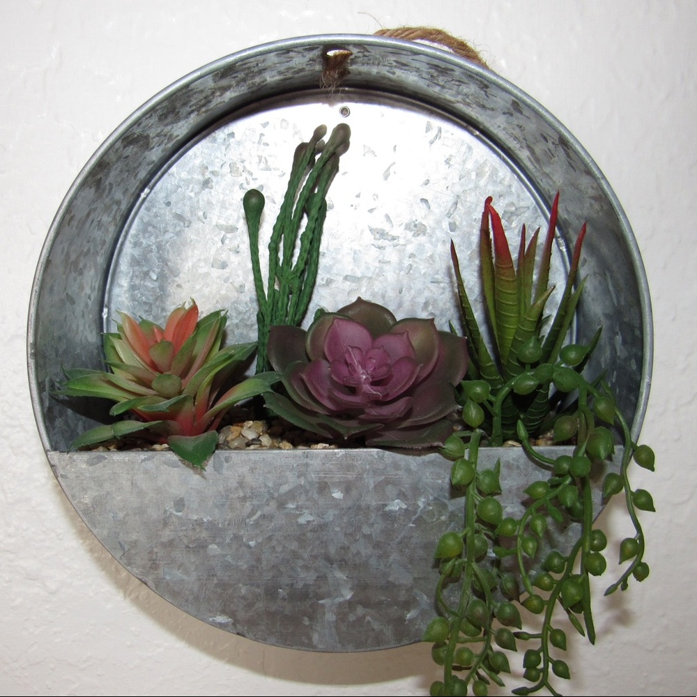 Galvanized Hanging Succulent Garden Planter - Picture 5 of 8
